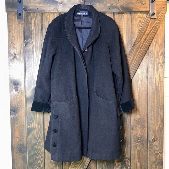 Vintage Herman Kay 100% WOOL Coat Lined Jacket Pea Coat - Picture 1 of 5
